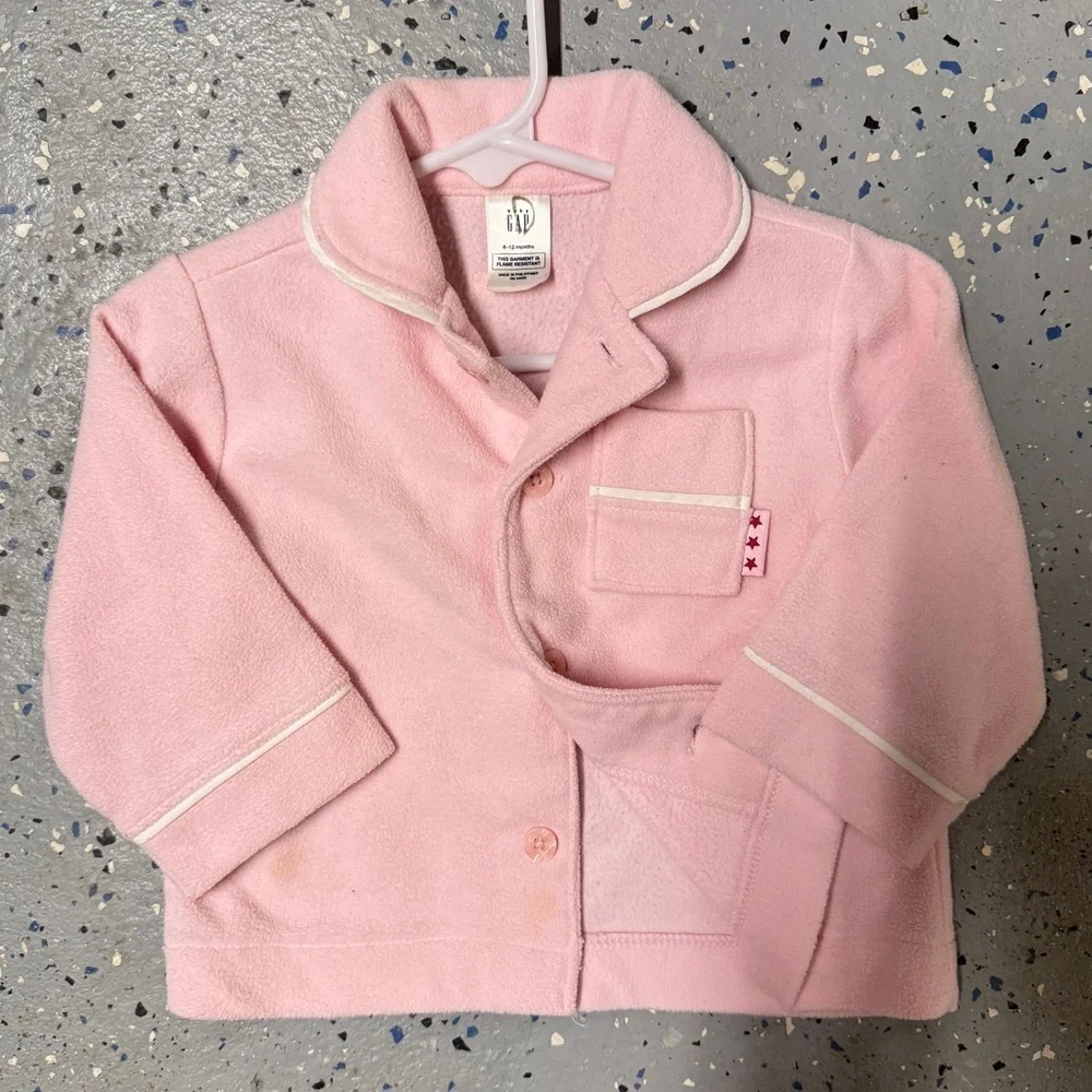 Baby Gap Pink Fleece Pajama Button Down Pajama Top